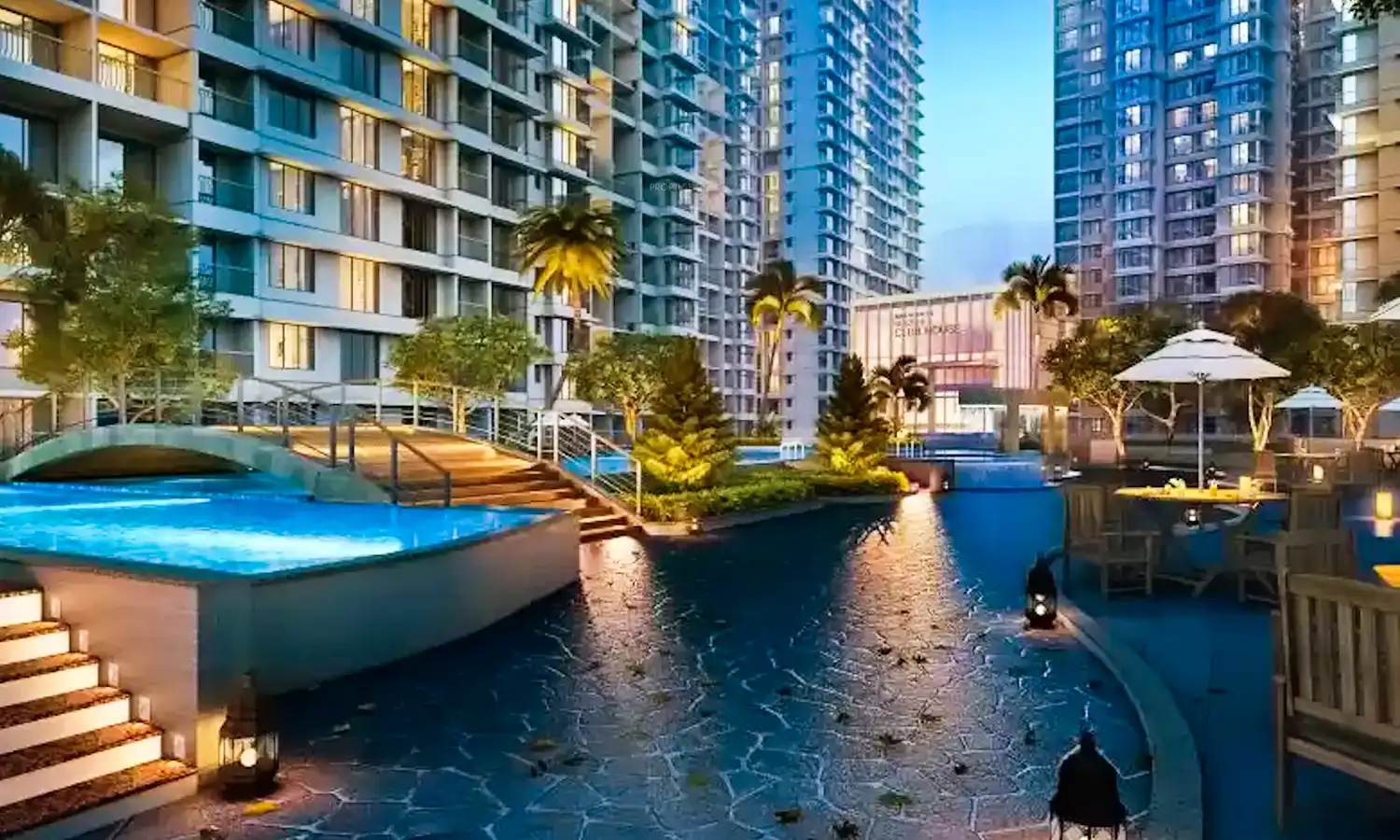 Living room with orange sofa and wooden partition
