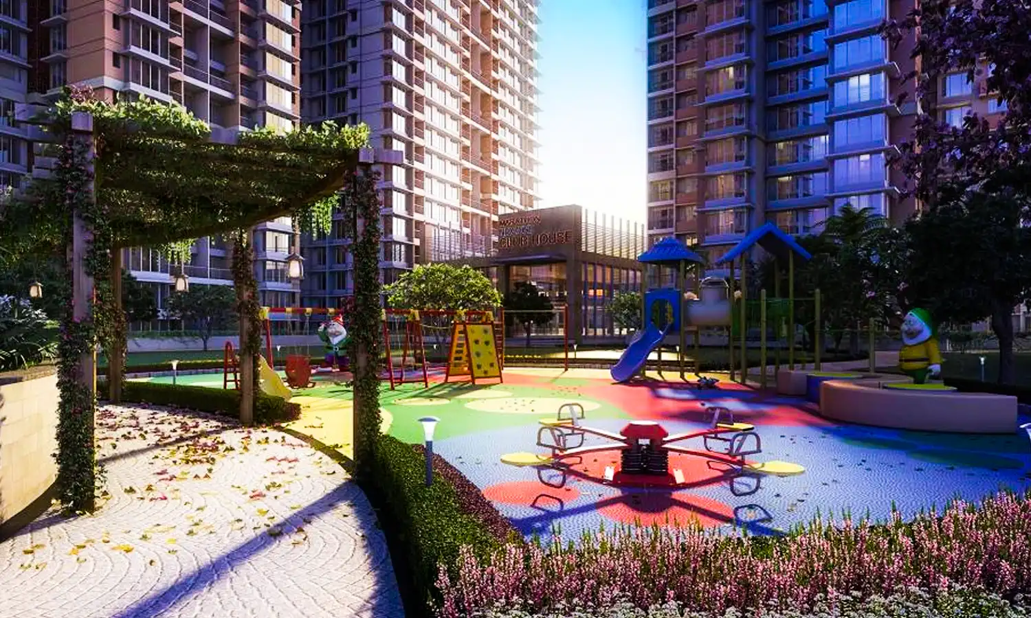 Elegant living room with blue ottoman